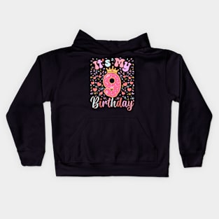 Its My 9Th Birthday Cake Donut 9 Years Old Confetti Kids Kids Hoodie